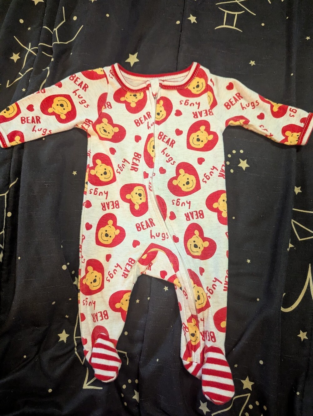 Vtg Y2K Disney Winnie The Pooh Zipper Sleeper Newborn Excellent